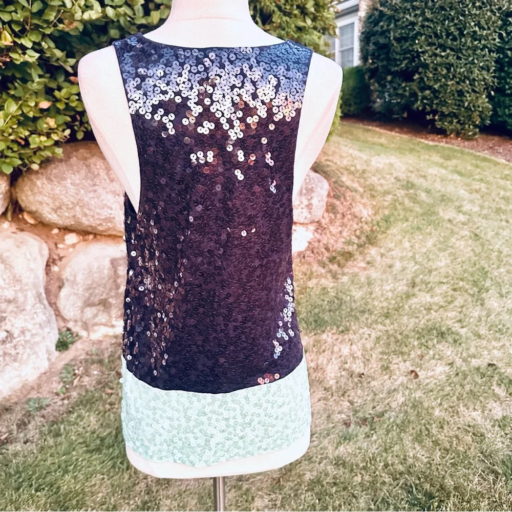 J. Crew Navy and Aqua Sequin tank